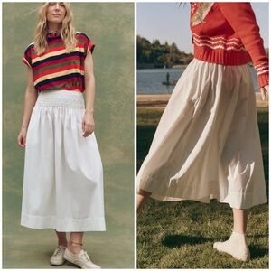 The Great / The Viola Skirt in off white cotton poplin 3 Large